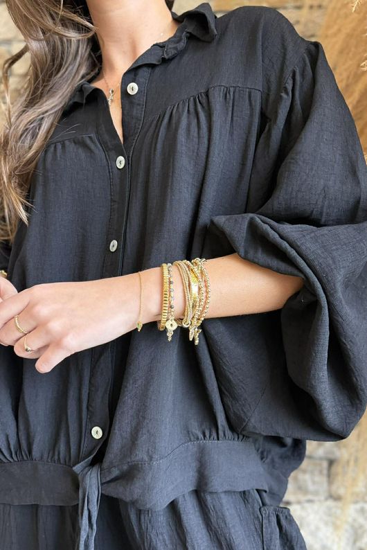 Basso Tie Smock Blouse Black